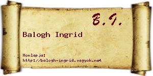 Balogh Ingrid névjegykártya