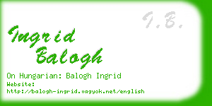 ingrid balogh business card